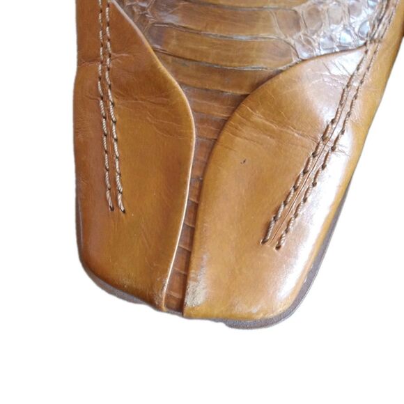 Giorgio Brutini Mens Derby Dress Shoes 9.5W Cognac Square Toe Genuine Snakeskin - Picture 10 of 12